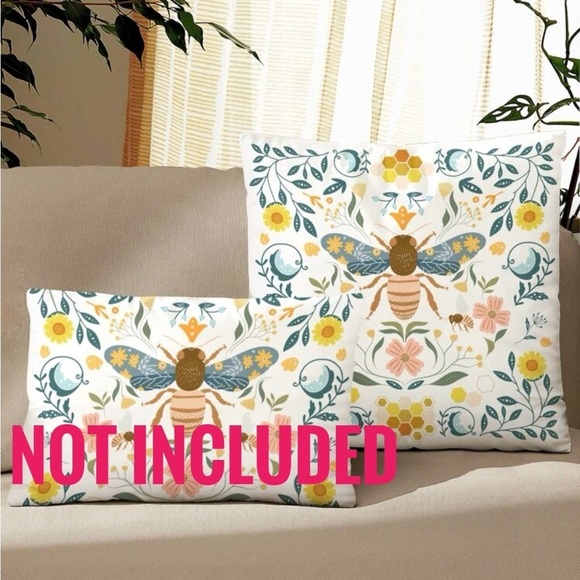 Pillow Cover Bee Garden Party Floral Multicolor Large Square 17.7 X 17.7 - Picture 11 of 16